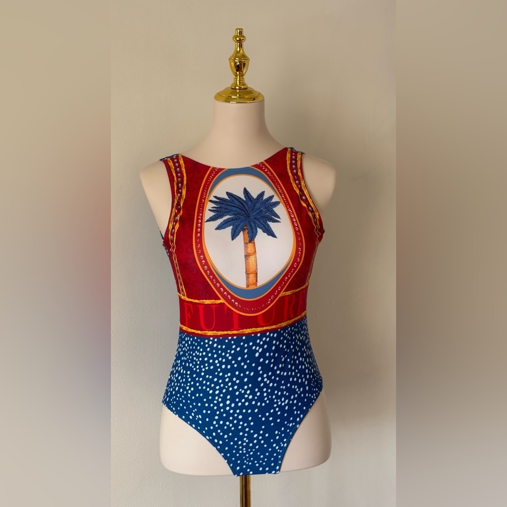 Colorful Palm Tree Swimsuit Size S One Piece